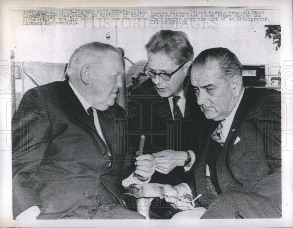 1963 Press Photo President Johnson and Ludwig Erhard - Historic Images