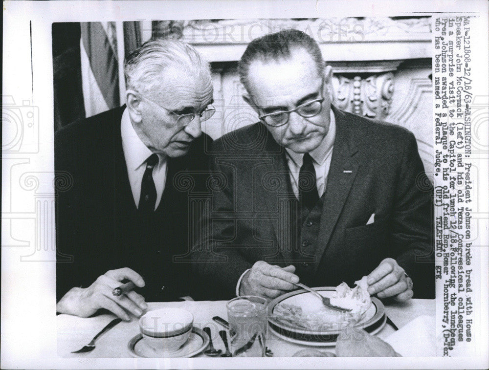 1963 Press Photo President Johnson broke bread with John Mccormack - Historic Images