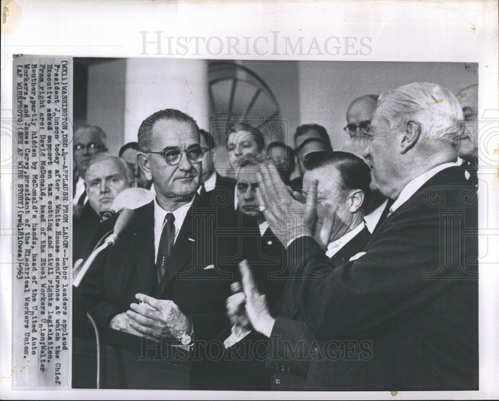 1963 Press Photo President Johnson and David McDonald - Historic Images