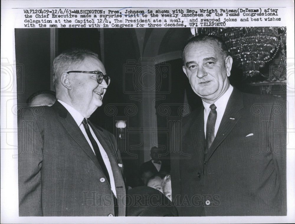 1963 Press Photo President Johnson and Rep. Wright Patman - Historic Images