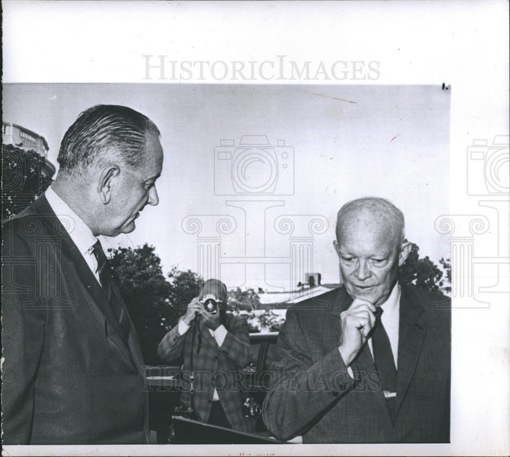 1965 Press Photo Pres Johnson &amp; Former Pres Eisenhower - Historic Images