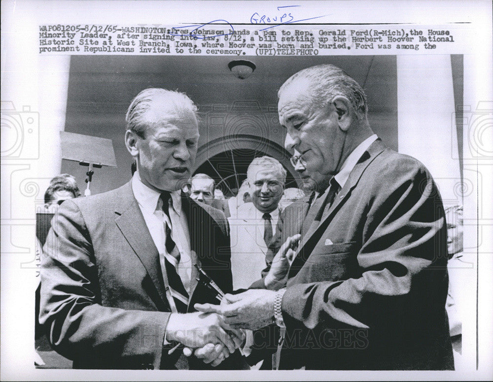 1965 Press Photo President Johnson Gerald Ford - Historic Images