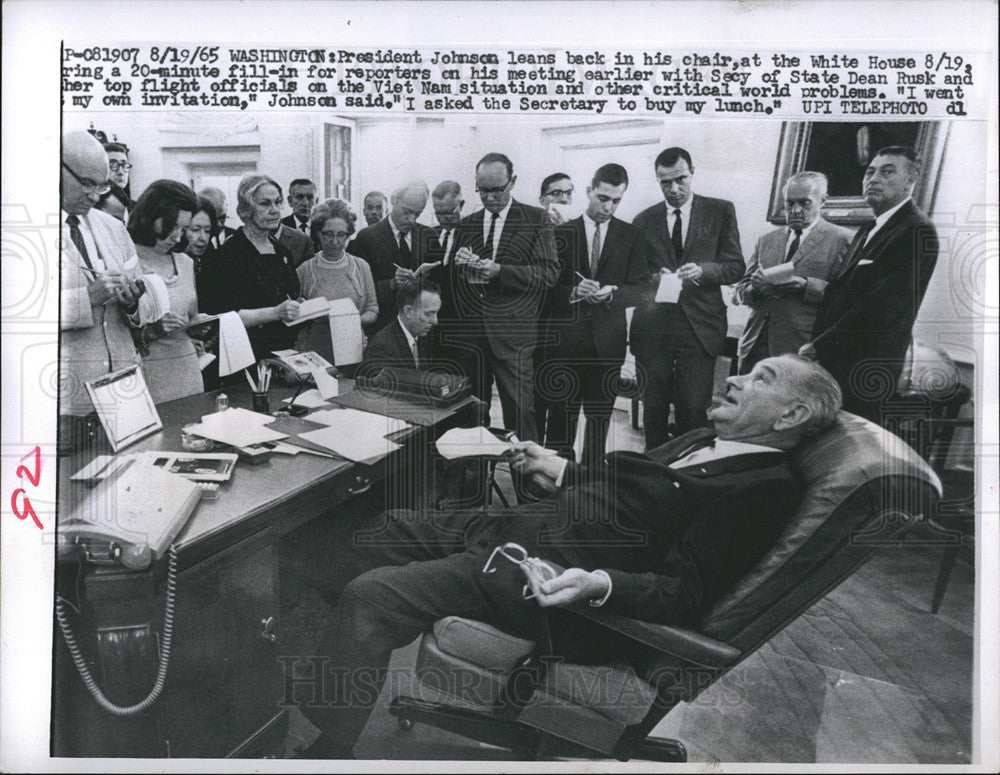 President Johnson Dean Rusk 1965 Vintage Press Photo Print - Historic ...