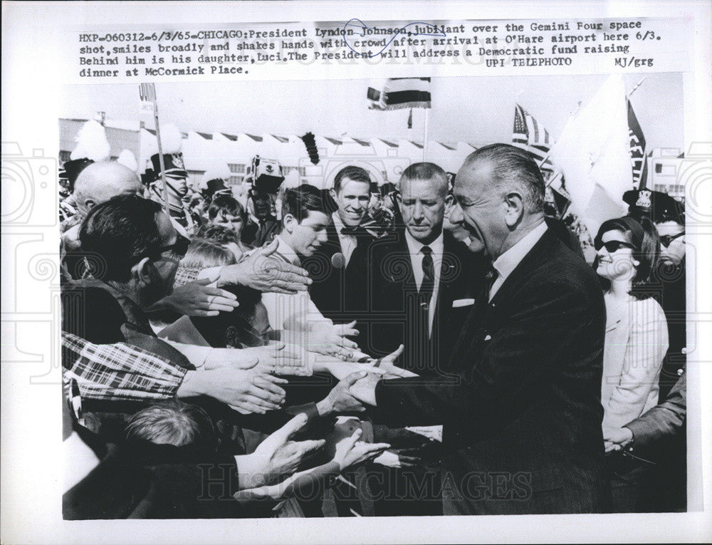 1965 Press Photo President Johnson Arrival at O&#39;Hare Airport - Historic Images