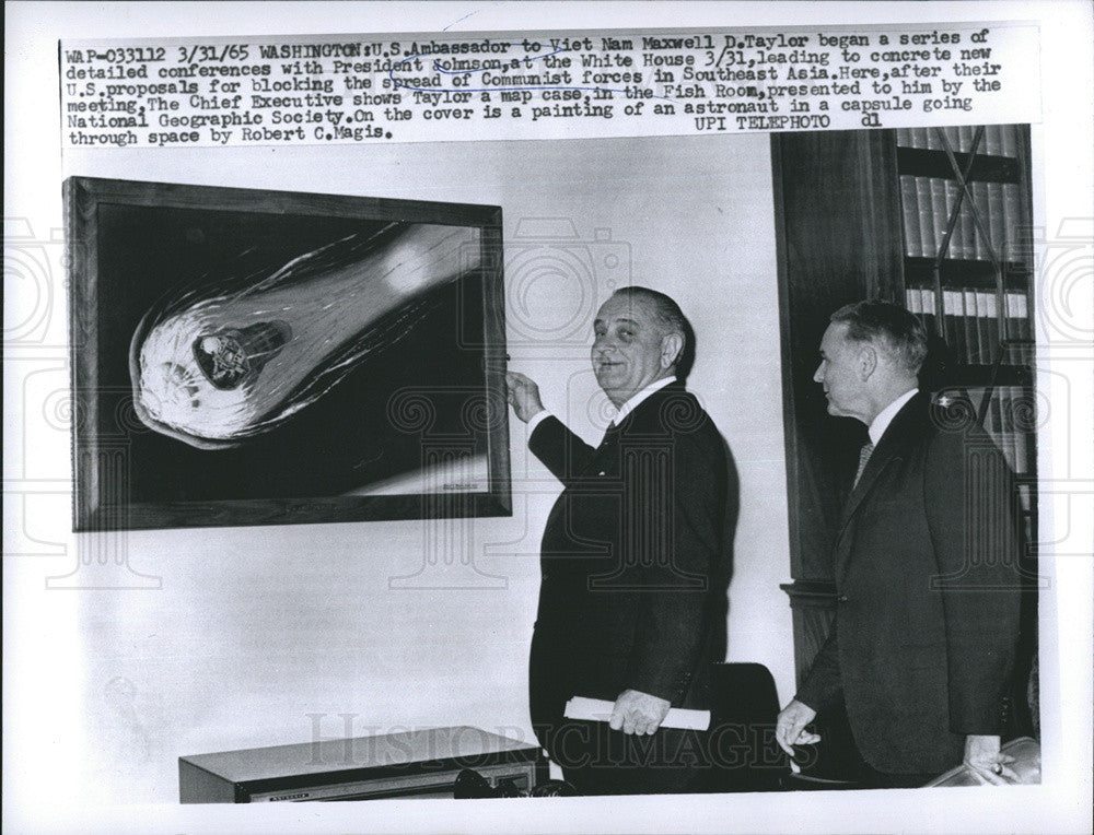 1965 Press Photo President Johnson and Ambassador Maxwell D. Taylor - Historic Images