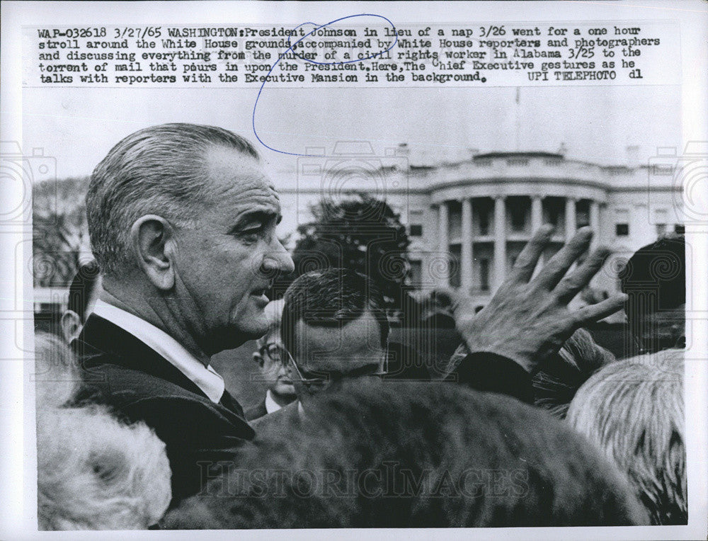 1965 Press Photo President Lyndon B. Johnson - Historic Images