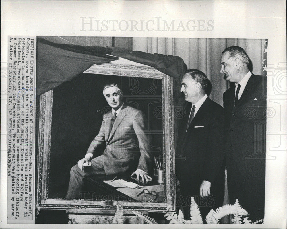 1965 Press Photo Pres Johnson Unveils Portrait - Historic Images