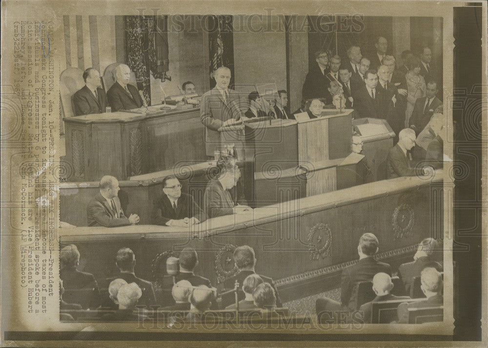 1967 Press Photo Pres. Johnson Asks for Federal Income Tax Increase for Vietnam - Historic Images