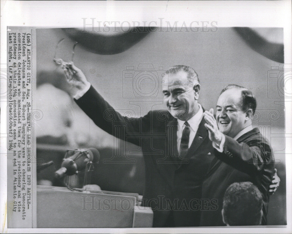 1964 Press Photo President Johnson and Sen. Hubert Humprey. - Historic Images