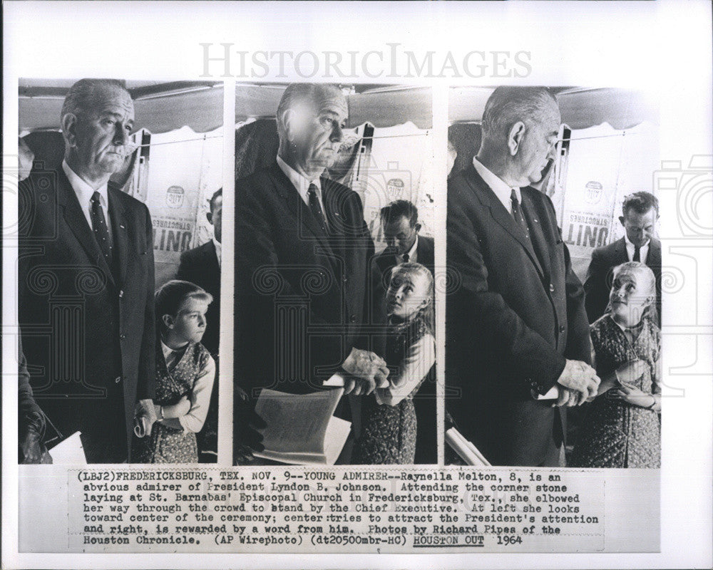 1964 Press Photo Raynella Melton, 8, admirer of President Lyndon B. Johnson - Historic Images