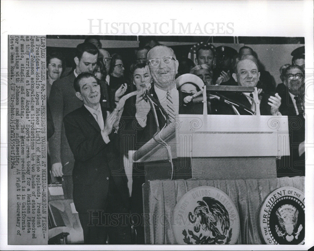 1964 Press Photo President Adolfo Lopez Mateos &amp; Pres. Lyndon Johnson - Historic Images