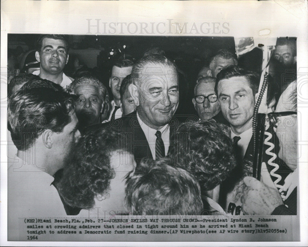 1964 Press Photo President Lyndon B. Johnson at Miami Beach Democratic Fund - Historic Images