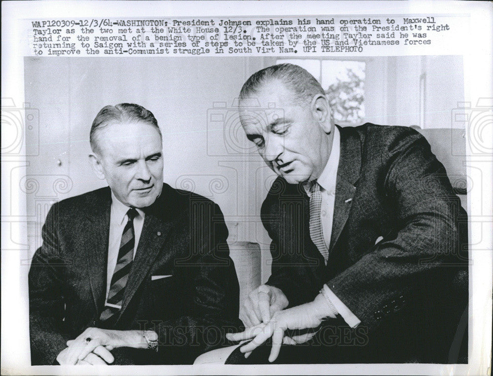 1964 Press Photo President Johnson  and Maxwell Taylor - Historic Images