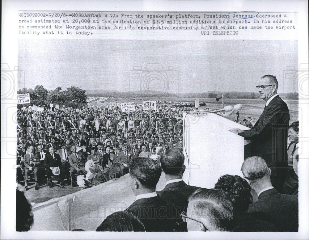 1964 Press Photo Pres.Johnson address to Morgantown Area. - Historic Images