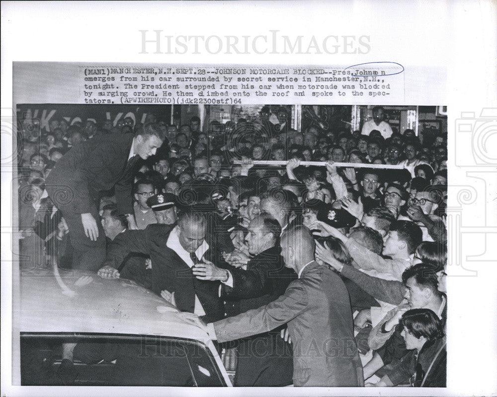 1964 Press Photo President Lyndon B. Johnson Motorcade - Historic Images