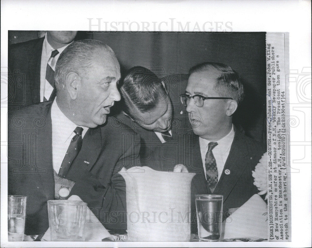 1964 Press Photo Pres.Johnson with Gov.John W.king of New Hampshire. - Historic Images