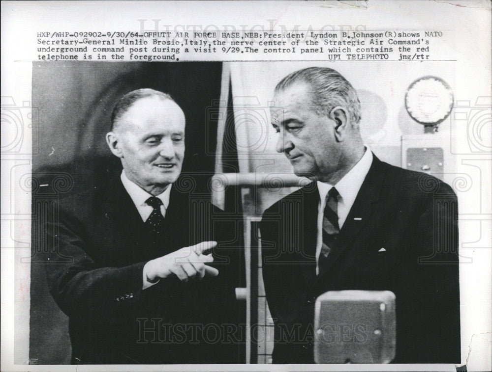 1964 Press Photo President Lyndon B. Johnson NATO Secretary Minlio Brosio Italy - Historic Images