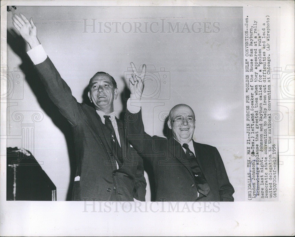 1956 Press Photo Senator Lyndon Johnson and Speaker of the House Sam Rayburn - Historic Images