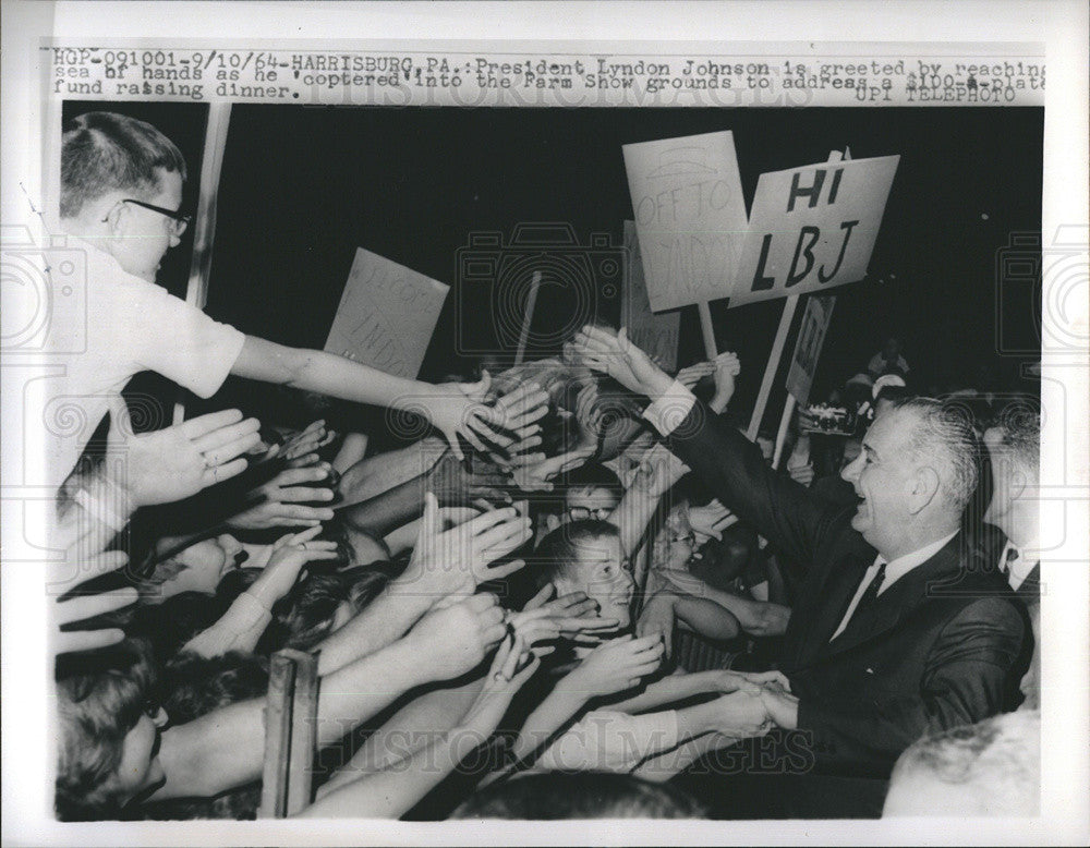 1964 Press Photo President Lyndon B. Johnson Harrisburg - Historic Images