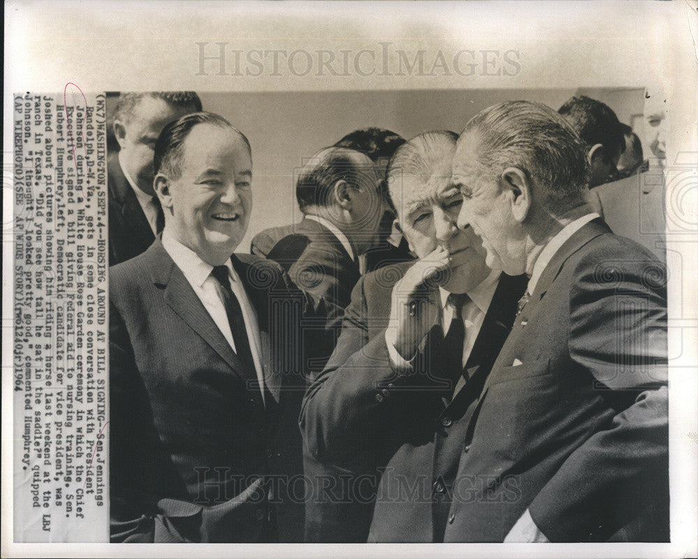 1964 Press Photo President Lyndon B Johnson Senator Jennings Randolph - Historic Images