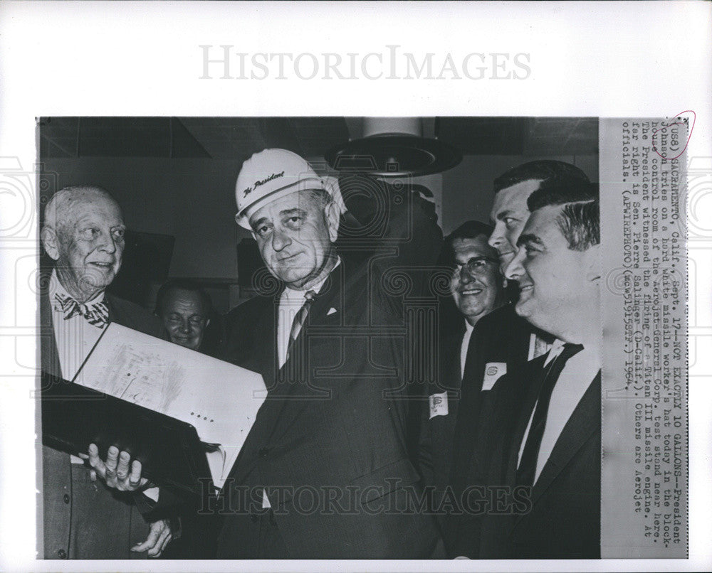 1964 Press Photo President Johnson witnessed firing of Titan III missile engine - Historic Images