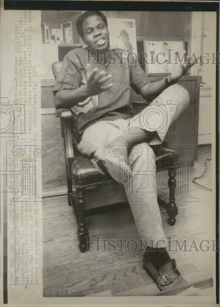 1974 Press Photo Joseph Plpaku Nigerian Publisher - RSG00003 - Historic Images
