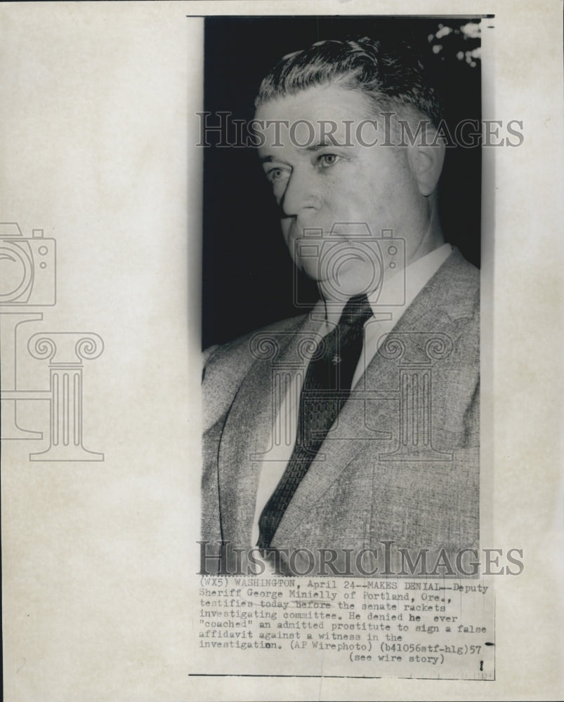 1957 Deputy Sheriff George Minielly testifies before senate - Historic Images