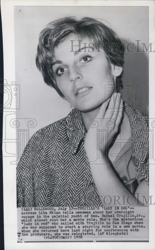 1958 Actress Lita Milan Admits Being Trujillo's Lady In Red On Boat - Historic Images