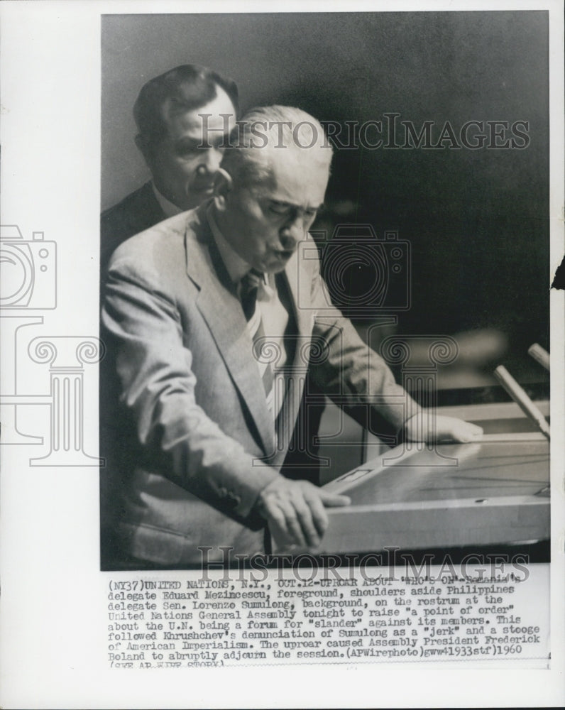 1960 Delegate Edward Mezincescu at UN General Assembly - Historic Images