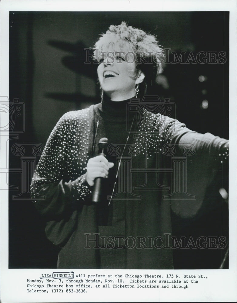 1986 Press Photo Liza Minnelli Singer Performance - Historic Images