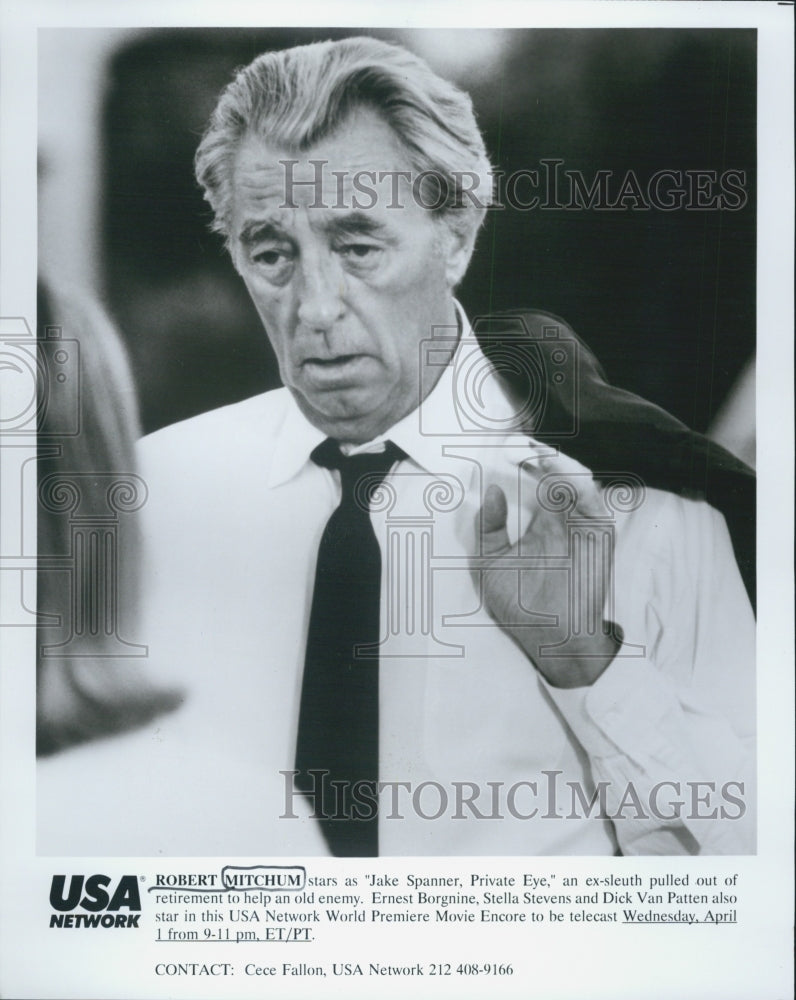 Press Photo Jake Spanner Private Eye Series Actor Robert Mitchum Scene - Historic Images