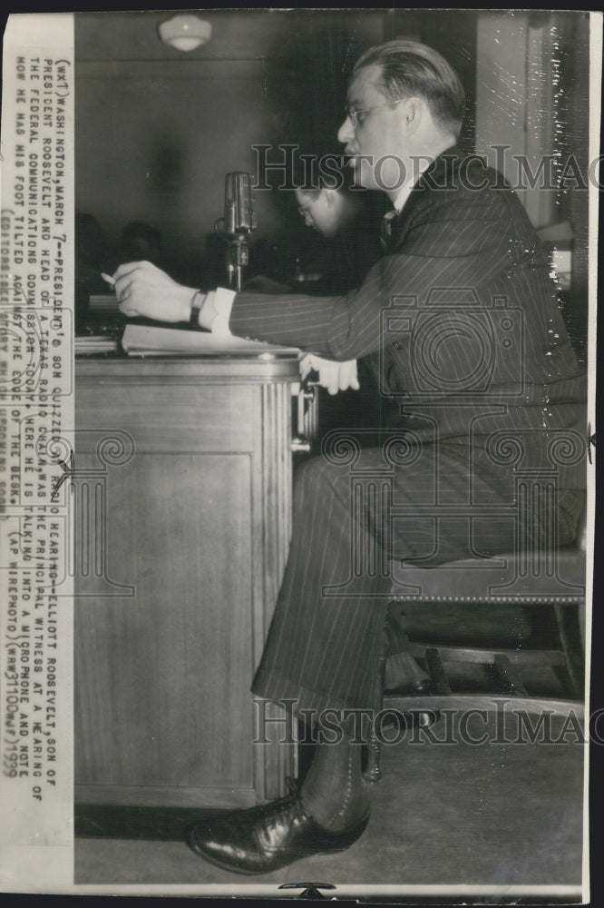 1939 Press Photo Elliott Roosevelt Son Of Franklin Roosevelt Testifies For FCC - Historic Images