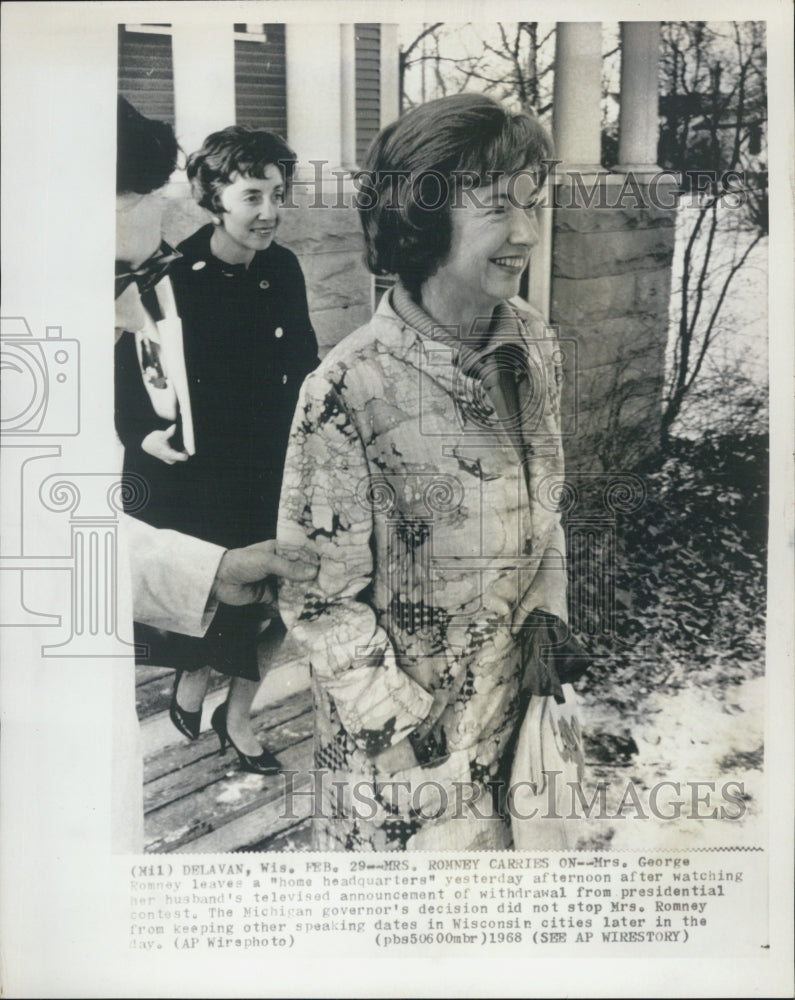 1968 Press Photo Mrs. George Romney Michigan Governors wife - RSG01071 - Historic Images
