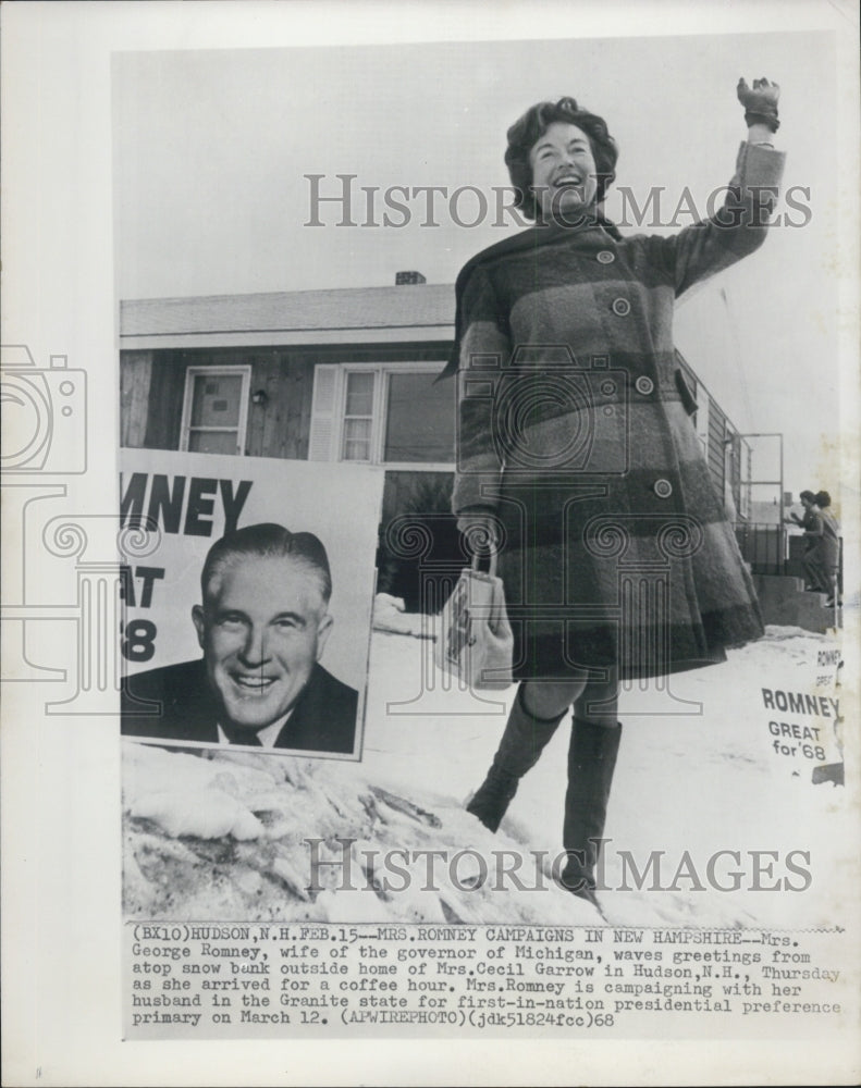 1968 Press Photo Mrs. George Romney Michigan governors wife coffee hour - Historic Images