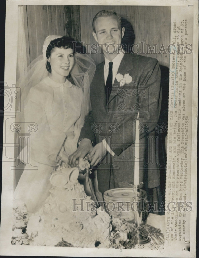 1950 Curtis Buzzie Roosevelt and bride Robin Edwards - Historic Images