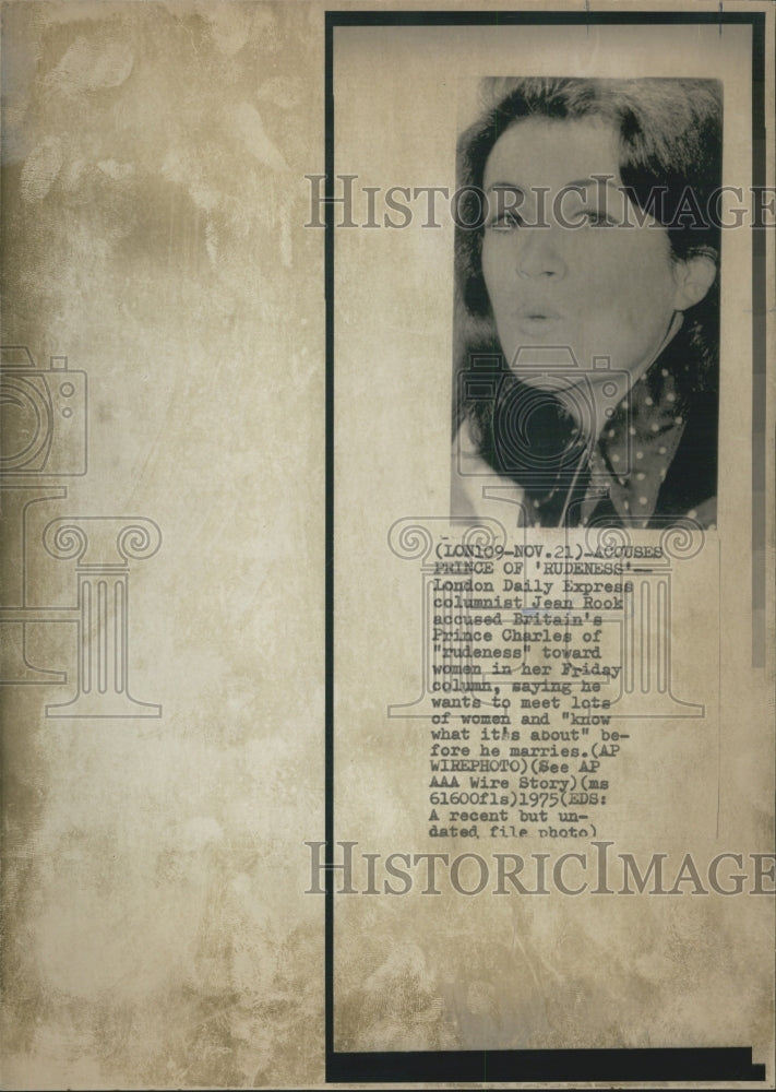 1975 Columnist Jean Rook accused Prince Charles of rudeness - Historic ...