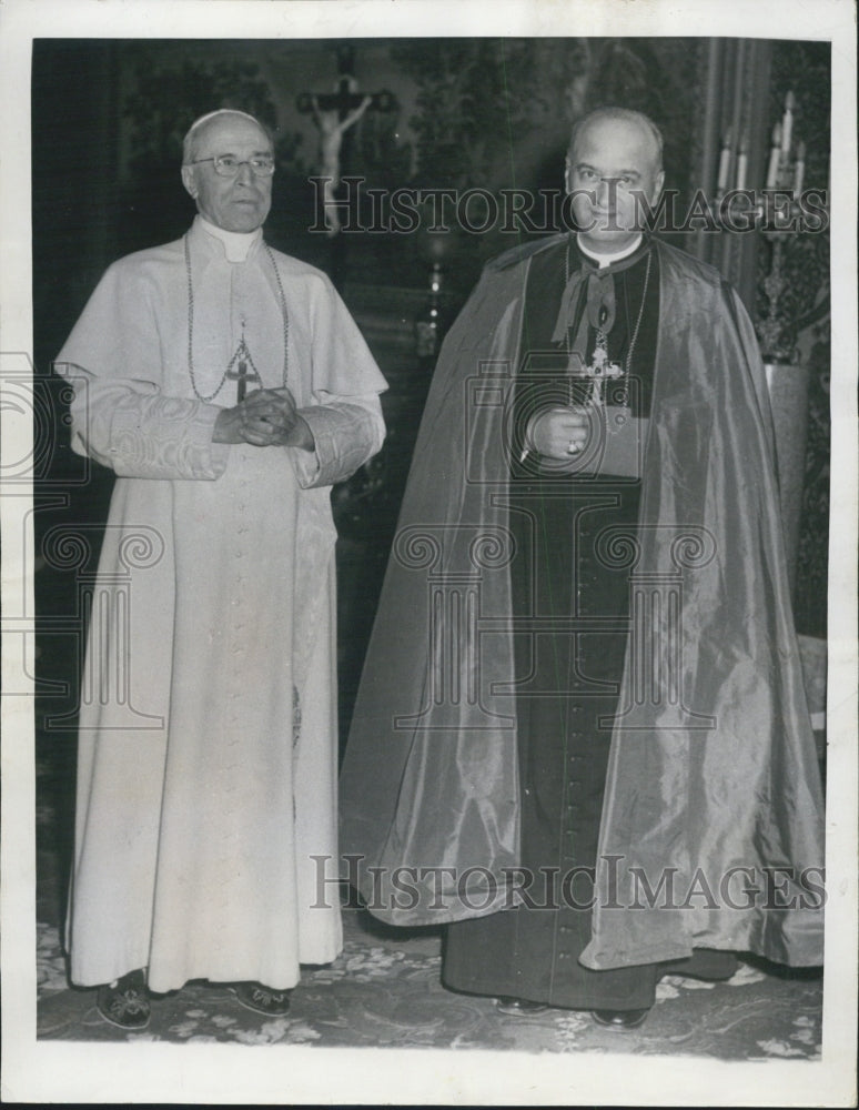 1958 Pope PiusXII and Albert Meyer, Archbishop of Milwaukee in Italy - Historic Images