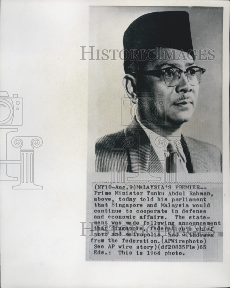 1964 Malaysia's Prime Minister Tunku Abdul  Rahman - Historic Images