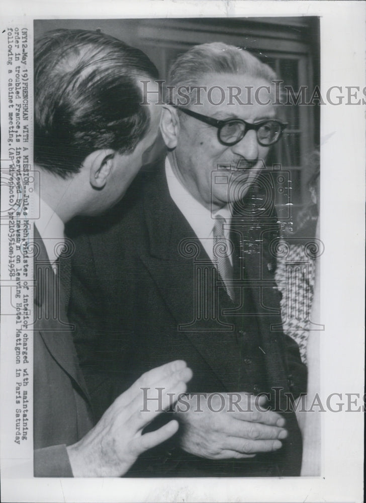 1958 Jules Moch French Interior Minister Interview At Hotel Matignon - Historic Images