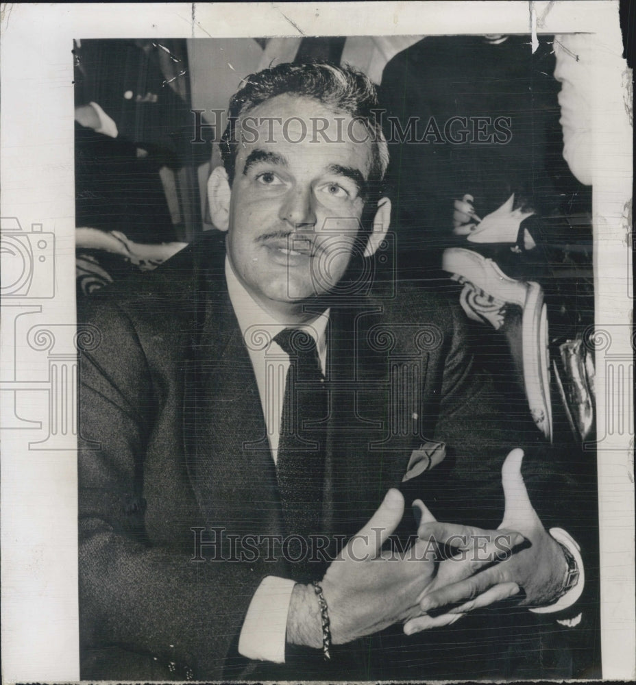 1956 Press Photo Prince Ranier Tells Press Fiance Grace Kelly Will Quit Acting - Historic Images