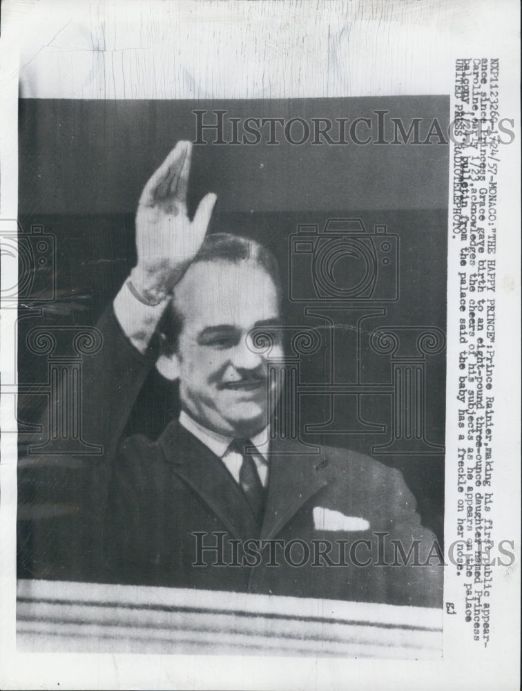 1957 Press Photo Prince Rainier Appears Publicly Since Birth of Daughter - Historic Images