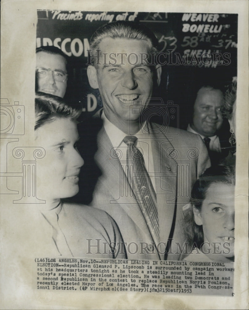 1953 Republican Glenard P. Lipscomb and campaign workers. - Historic Images