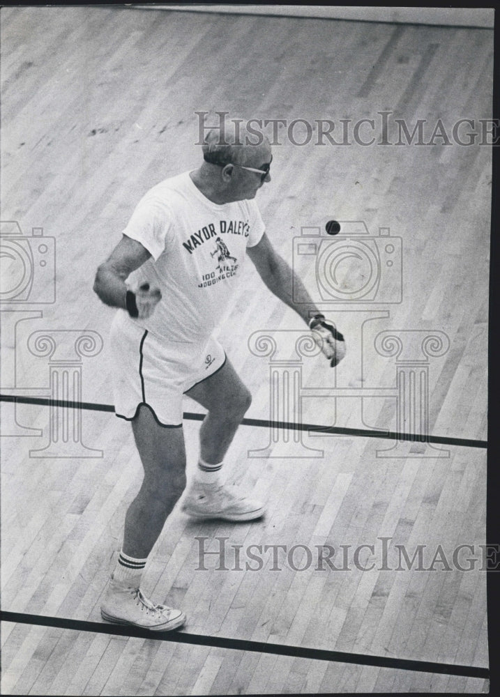 1973 Fire Department Comr. Robert J Quinn Plays Competitive Handball - Historic Images