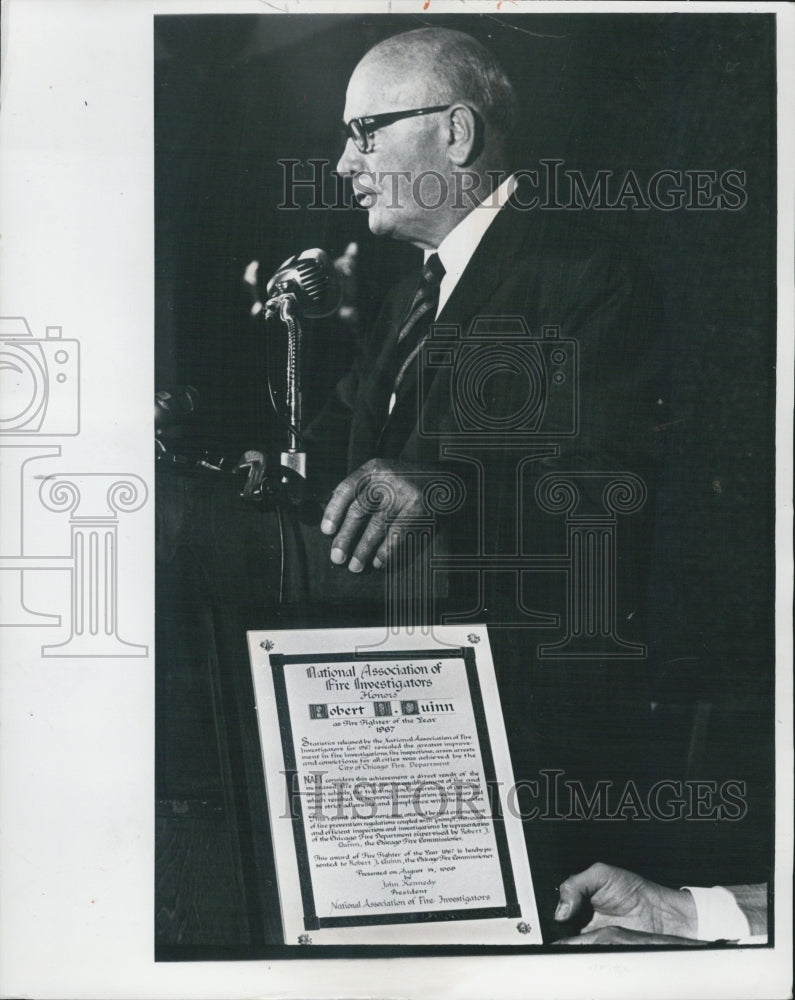 1968 Fire Comr. Robert J. Quinn Wins Fire Fighter Of The Year Award - Historic Images