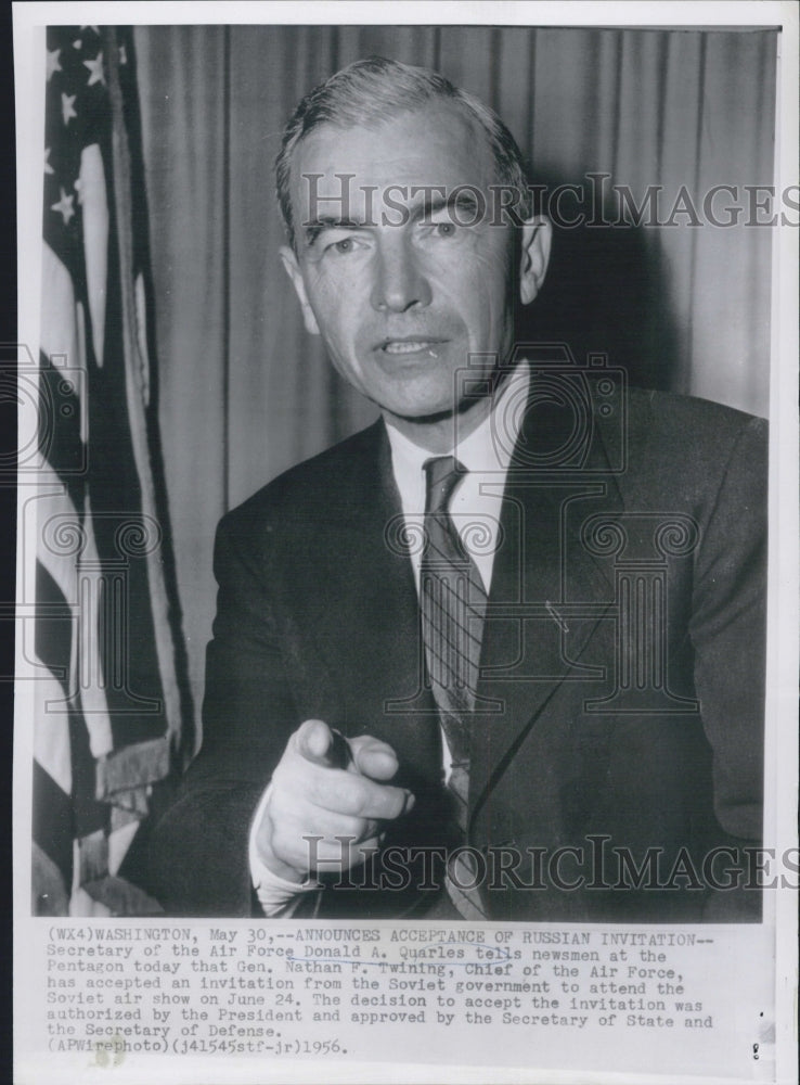 1956 Donald A. Quarles, Secretary of the Air Force. - Historic Images