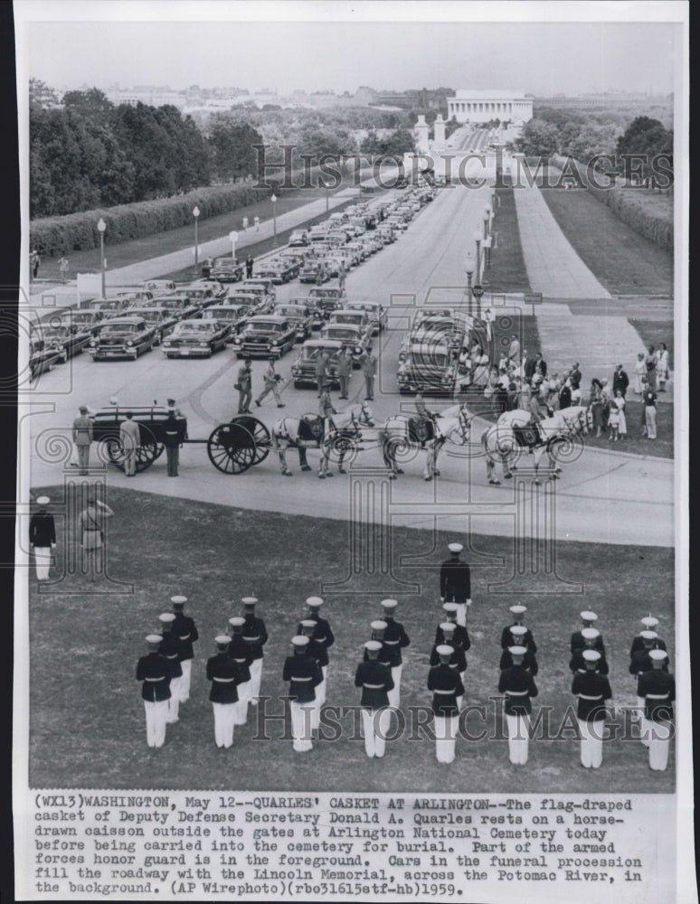 1959 Casket of Deputy Defense Secretary Donald A. Quarles. - Historic Images