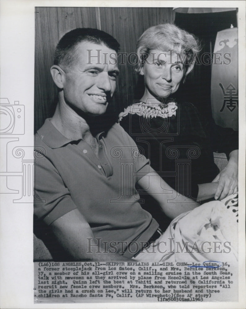 1989 Press Photo Lee Quinn Mrs. Bernice Berkson Cruise Crew - Historic Images