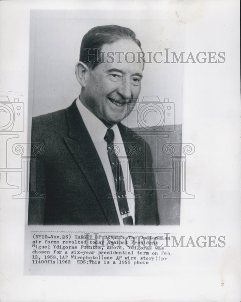 1958 Miguel Ydigoras Fuentes, President of Guatemala - Historic Images