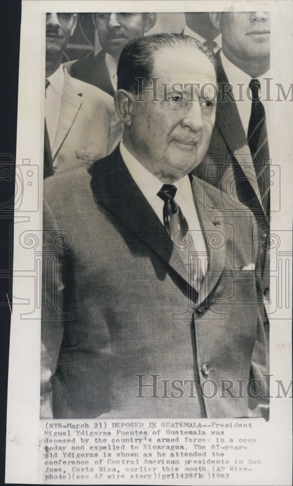 1963 Press Photo Guatemalan President Miguel Ydigoras Fuentes - Historic Images