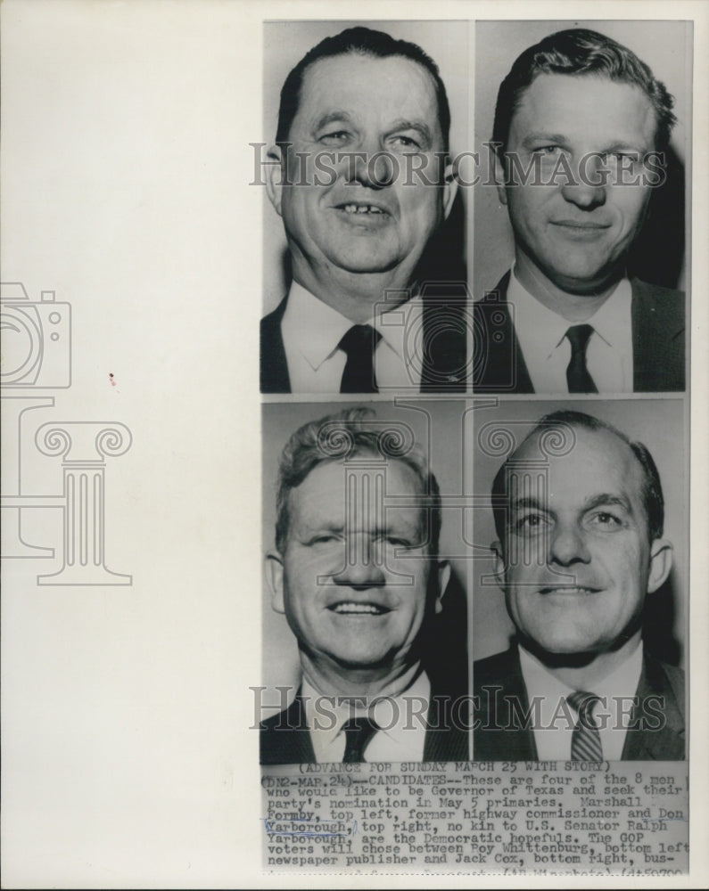 Press Photo Marshall Formby/Don Yarborough/Roy Whittenburg/Jack Cox/Politics - Historic Images